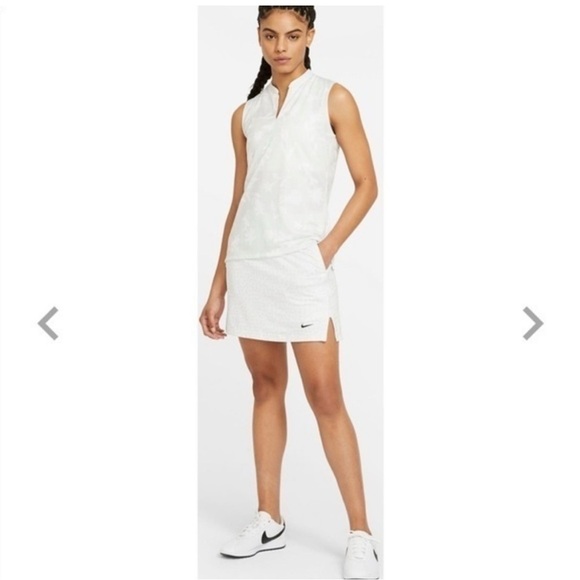 Nike Dri-Fit 17” Golf Skirt UV Grid Print Tennis Skort White Athletic Preppy XS - Picture 2 of 15